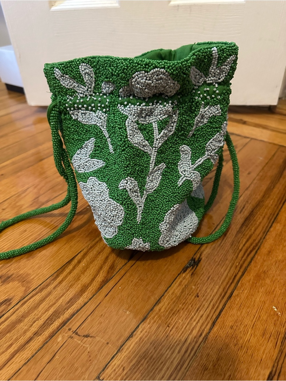 Kate Spade for Target Green Beaded Floral Drawstring Bag
